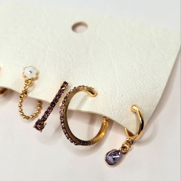 NWT Free People LA FLEUR EARRING SET IN LIGHT AMETHYST - Picture 3 of 5